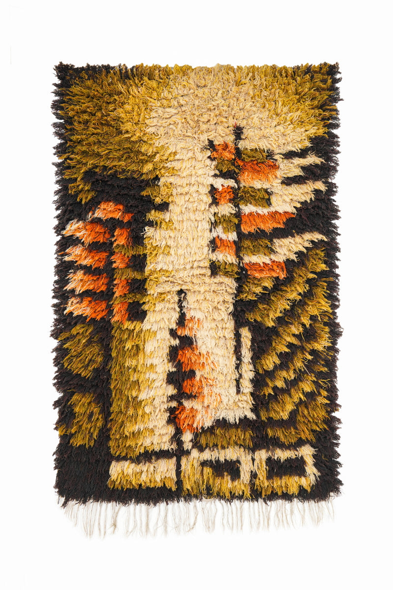 Scandinavian Rya Rug 4.3x2.9 ft