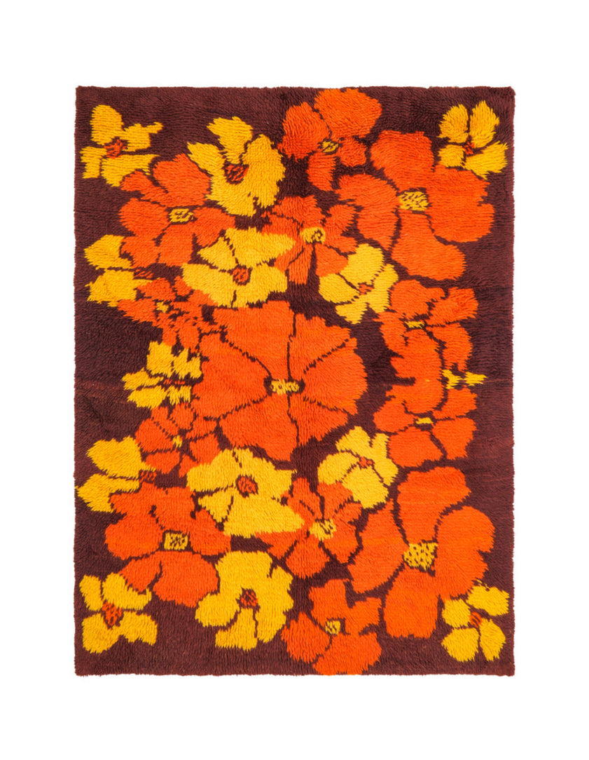 Vintage Scandinavian Rya Rug 6'9"x5'2"