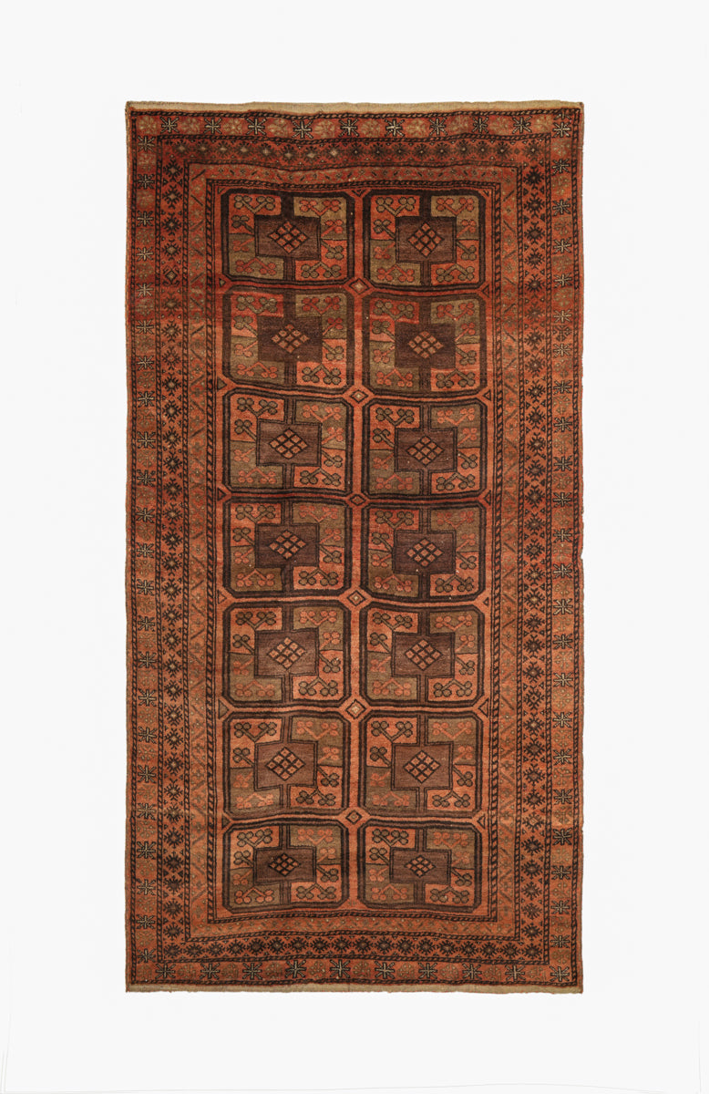 Vintage Turkmen Rug 7.7x4.4 ft