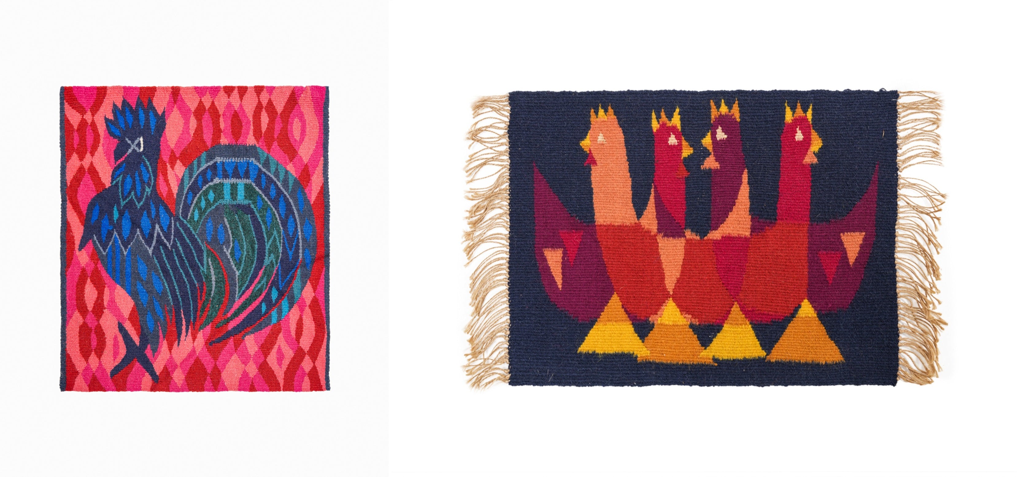 Two Vintage Swedish Tapestries Pictorial 1'7" x 2' / 1'3'' x 1'0''